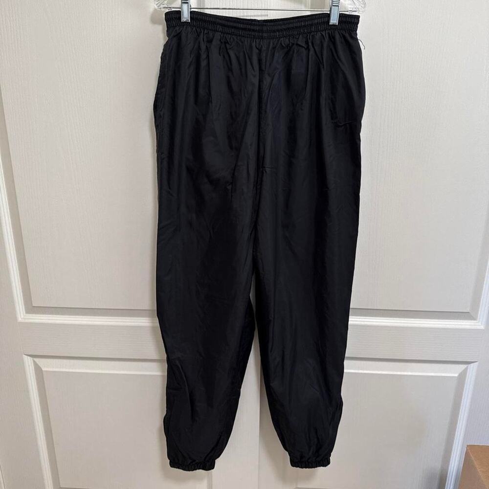 Black nylon joggers with elastic waist size L